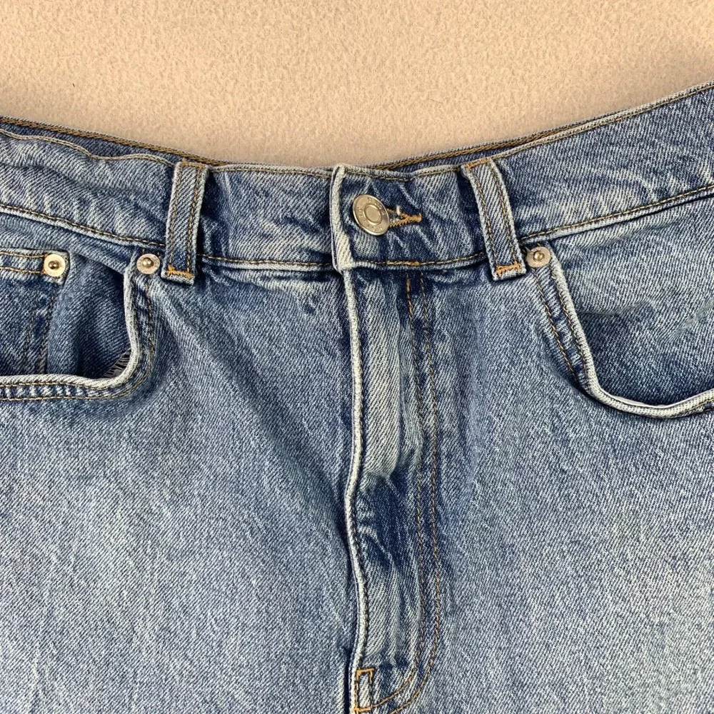 ASOS Design Denim Shorts Women 10 Blue High Rise Mom Fit Stretch
